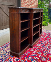 Load image into Gallery viewer, Antique English Bookcase Stepback Bookshelf Display Cabinet Oak c. 1900s