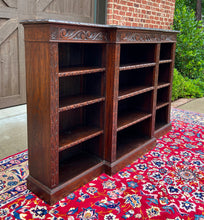 Load image into Gallery viewer, Antique English Bookcase Stepback Bookshelf Display Cabinet Oak c. 1900s