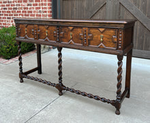 Load image into Gallery viewer, Antique English Sideboard Server Sofa Table Buffet Jacobean Barley Twist Oak 19C