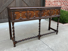 Load image into Gallery viewer, Antique English Sideboard Server Sofa Table Buffet Jacobean Barley Twist Oak 19C