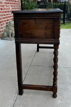 Load image into Gallery viewer, Antique English Sideboard Server Sofa Table Buffet Jacobean Barley Twist Oak 19C
