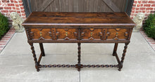 Load image into Gallery viewer, Antique English Sideboard Server Sofa Table Buffet Jacobean Barley Twist Oak 19C