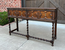Load image into Gallery viewer, Antique English Sideboard Server Sofa Table Buffet Jacobean Barley Twist Oak 19C