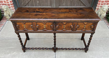 Load image into Gallery viewer, Antique English Sideboard Server Sofa Table Buffet Jacobean Barley Twist Oak 19C
