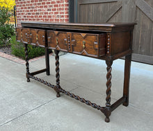 Load image into Gallery viewer, Antique English Sideboard Server Sofa Table Buffet Jacobean Barley Twist Oak 19C