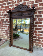 Load image into Gallery viewer, Antique French Mirror Pier Mantel Beveled Carved Oak Crown Barley Twist LARGE