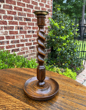 Load image into Gallery viewer, Antique English Barley Twist Candlesticks Candle Holders Oak PAIR 12.5" Tall