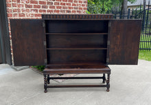 Load image into Gallery viewer, Antique English Bookcase Cabinet Hinged Hidden Storage Barley Twist Oak c. 1920s