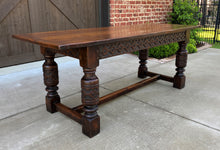 Load image into Gallery viewer, Antique English Farm Table Dining Library Table Desk Farmhouse Oak 77" 19th C