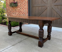 Load image into Gallery viewer, Antique English Farm Table Dining Library Table Desk Farmhouse Oak 77" 19th C