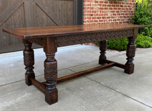 Load image into Gallery viewer, Antique English Farm Table Dining Library Table Desk Farmhouse Oak 77" 19th C