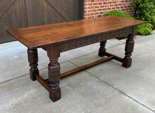 Load image into Gallery viewer, Antique English Farm Table Dining Library Table Desk Farmhouse Oak 77" 19th C