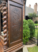 Load image into Gallery viewer, Antique French Bookcase HUNT Display Cabinet Barley Twist Black Forest Oak