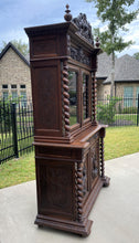 Load image into Gallery viewer, Antique French Bookcase HUNT Display Cabinet Barley Twist Black Forest Oak