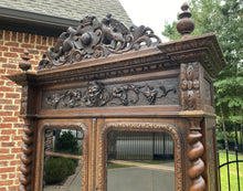 Load image into Gallery viewer, Antique French Bookcase HUNT Display Cabinet Barley Twist Black Forest Oak