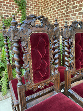 Load image into Gallery viewer, Antique French Chairs Barley Twist Hunt Set of 6 Red Upholstery Black Forest Oak