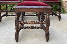 Load image into Gallery viewer, Antique French Chairs Barley Twist Hunt Set of 6 Red Upholstery Black Forest Oak