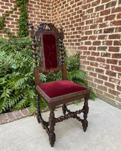 Load image into Gallery viewer, Antique French Chairs Barley Twist Hunt Set of 6 Red Upholstery Black Forest Oak