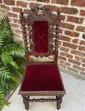 Load image into Gallery viewer, Antique French Chairs Barley Twist Hunt Set of 6 Red Upholstery Black Forest Oak