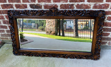 Load image into Gallery viewer, Antique English Mirror Beveled Rectangular LARGE Carved Oak Renaissance c.1900