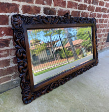 Load image into Gallery viewer, Antique English Mirror Beveled Rectangular LARGE Carved Oak Renaissance c.1900