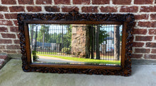 Load image into Gallery viewer, Antique English Mirror Beveled Rectangular LARGE Carved Oak Renaissance c.1900