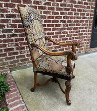 Load image into Gallery viewer, Antique French Chair Tapestry Needlepoint Floral Carved Walnut Fireside Throne