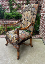 Load image into Gallery viewer, Antique French Chair Tapestry Needlepoint Floral Carved Walnut Fireside Throne
