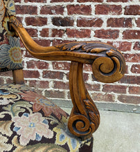 Load image into Gallery viewer, Antique French Chair Tapestry Needlepoint Floral Carved Walnut Fireside Throne