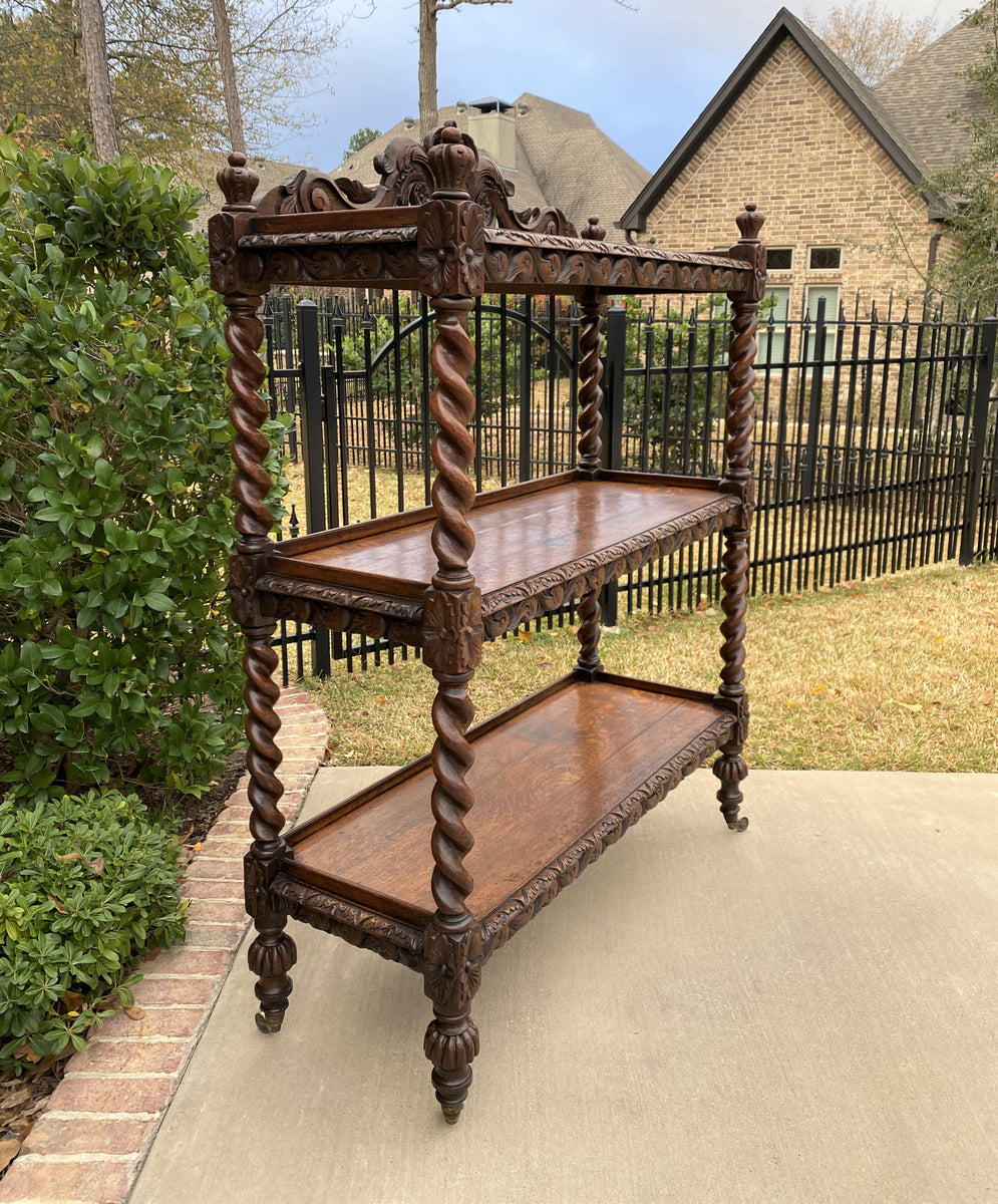shelf 洋書コレクター様 リクエスト 3点 まとめ商品 Antique English Etagere Server Bookcase Display Shelf Barley Twist