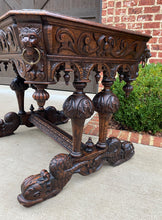Load image into Gallery viewer, Antique French Desk Dolphin Table Renaissance Revival Carved Oak Drawer 19th C