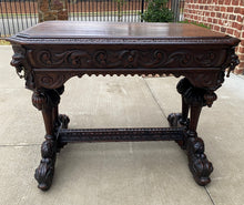 Load image into Gallery viewer, Antique French Desk Dolphin Table Renaissance Revival Carved Oak Drawer 19th C