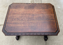 Load image into Gallery viewer, Antique French Desk Dolphin Table Renaissance Revival Carved Oak Drawer 19th C