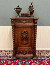 Load image into Gallery viewer, Antique French Renaissance Revival Oak Cabinet Barley Twist Carved Drawers 19thC