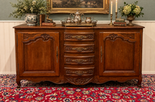 Load image into Gallery viewer, Antique French Louis XV Bow Front Buffet Sideboard Server Carved Oak c. 1930s