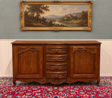 Load image into Gallery viewer, Antique French Louis XV Bow Front Buffet Sideboard Server Carved Oak c. 1930s