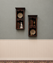 Load image into Gallery viewer, Antique English Pair Bookcases Plate Racks Wall Shelves Hanging Wall Oak 1920-30