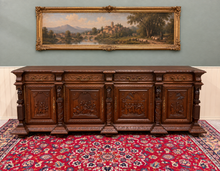 Load image into Gallery viewer, Antique French Breton LARGE Carved Sideboard Server Entry Buffet Oak c.1900-20s