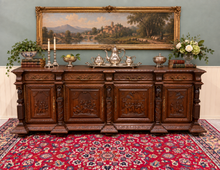 Load image into Gallery viewer, Antique French Breton LARGE Carved Sideboard Server Entry Buffet Oak c.1900-20s