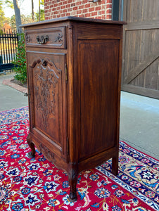 Antique French Louis XV Style Cabinet Cupboard w Drawer Carved Oak Tall 1920s