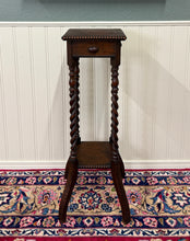 Load image into Gallery viewer, Antique English 4-Post Barley Twist Pedestal Plant Stand Jacobean Oak 39.5&quot; Tall