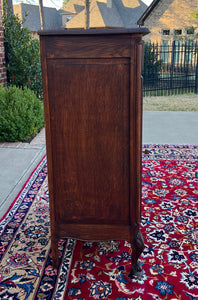 Antique French Louis XV Style Cabinet Cupboard w Drawer Carved Oak Tall 1920s