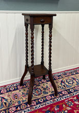 Load image into Gallery viewer, Antique English 4-Post Barley Twist Pedestal Plant Stand Jacobean Oak 39.5&quot; Tall