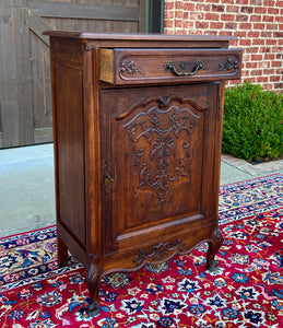 Antique French Louis XV Style Cabinet Cupboard w Drawer Carved Oak Tall 1920s