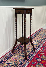 Load image into Gallery viewer, Antique English 4-Post Barley Twist Pedestal Plant Stand Jacobean Oak 39.5&quot; Tall