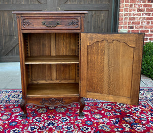 Antique French Louis XV Style Cabinet Cupboard w Drawer Carved Oak Tall 1920s