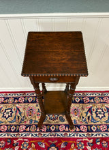Load image into Gallery viewer, Antique English 4-Post Barley Twist Pedestal Plant Stand Jacobean Oak 39.5&quot; Tall