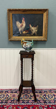 Load image into Gallery viewer, Antique English 4-Post Barley Twist Pedestal Plant Stand Jacobean Oak 39.5&quot; Tall