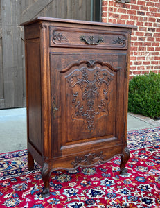 Antique French Louis XV Style Cabinet Cupboard w Drawer Carved Oak Tall 1920s