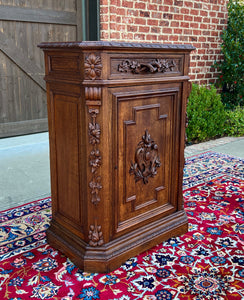 Antique French Cabinet Cupboard Carved Oak Renaissance Revival Canted Corners